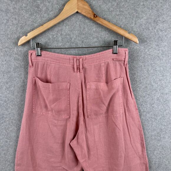 Dear John Audrey Wide Leg Ankle Pant Size 28 Pink Linen Blend Coastal Lagenlook - Picture 6 of 11